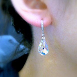 cubic zirconia white gold silver hook